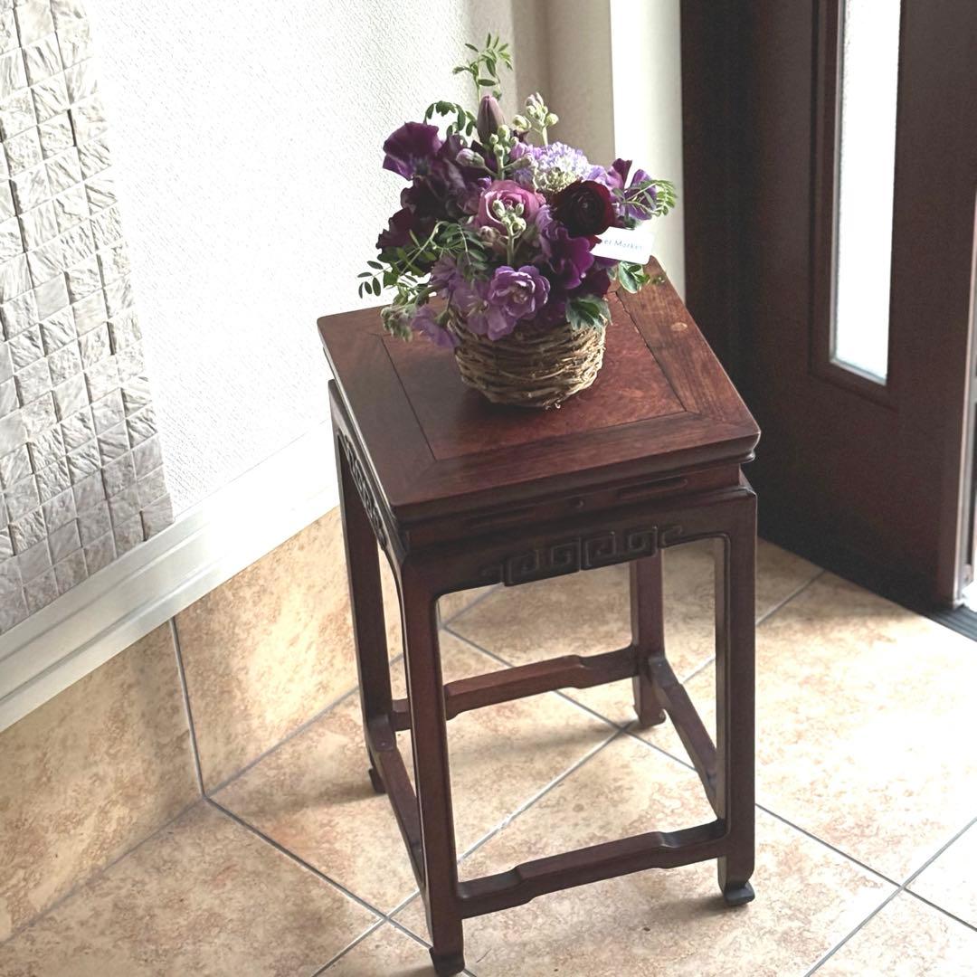 サイドテーブル アンティーク 唐木 花台 飾り台 香炉台 盆栽台