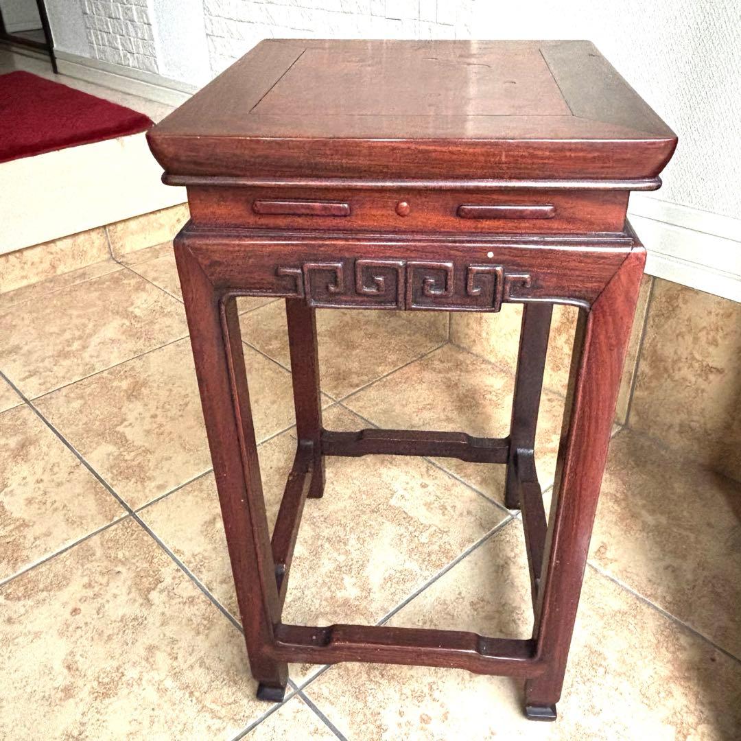 サイドテーブル アンティーク 唐木 花台 飾り台 香炉台 盆栽台