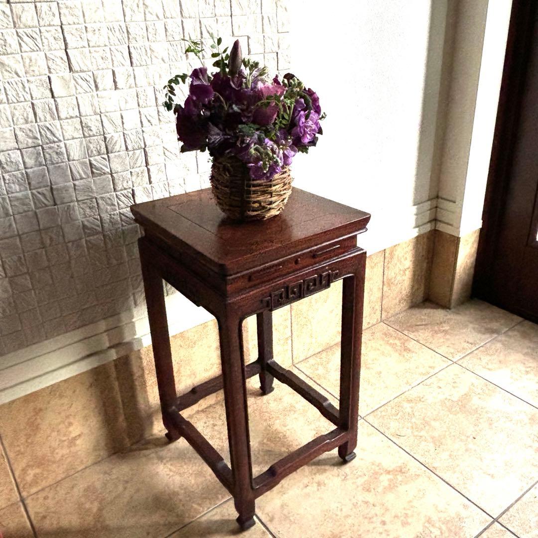 サイドテーブル アンティーク 唐木 花台 飾り台 香炉台 盆栽台