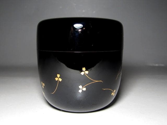 ＜お値引中＞鈴谷鉄五郎 鳥蒔絵 中棗 裏千家十五代 鵬雲斎花押 　v97