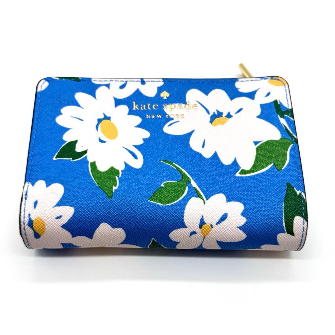 【新品】 ケイトスペード Kate spade 花柄 折り財布 青