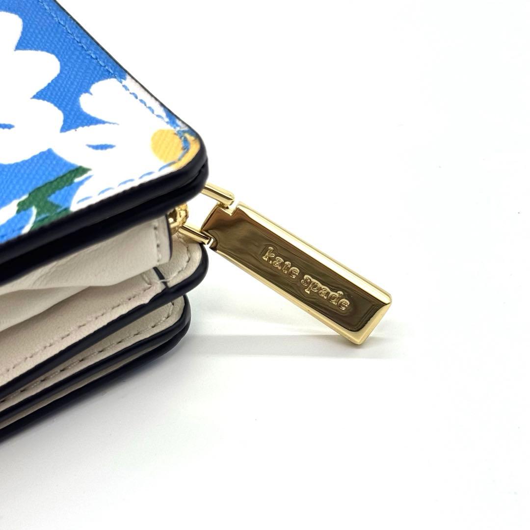 【新品】 ケイトスペード Kate spade 花柄 折り財布 青
