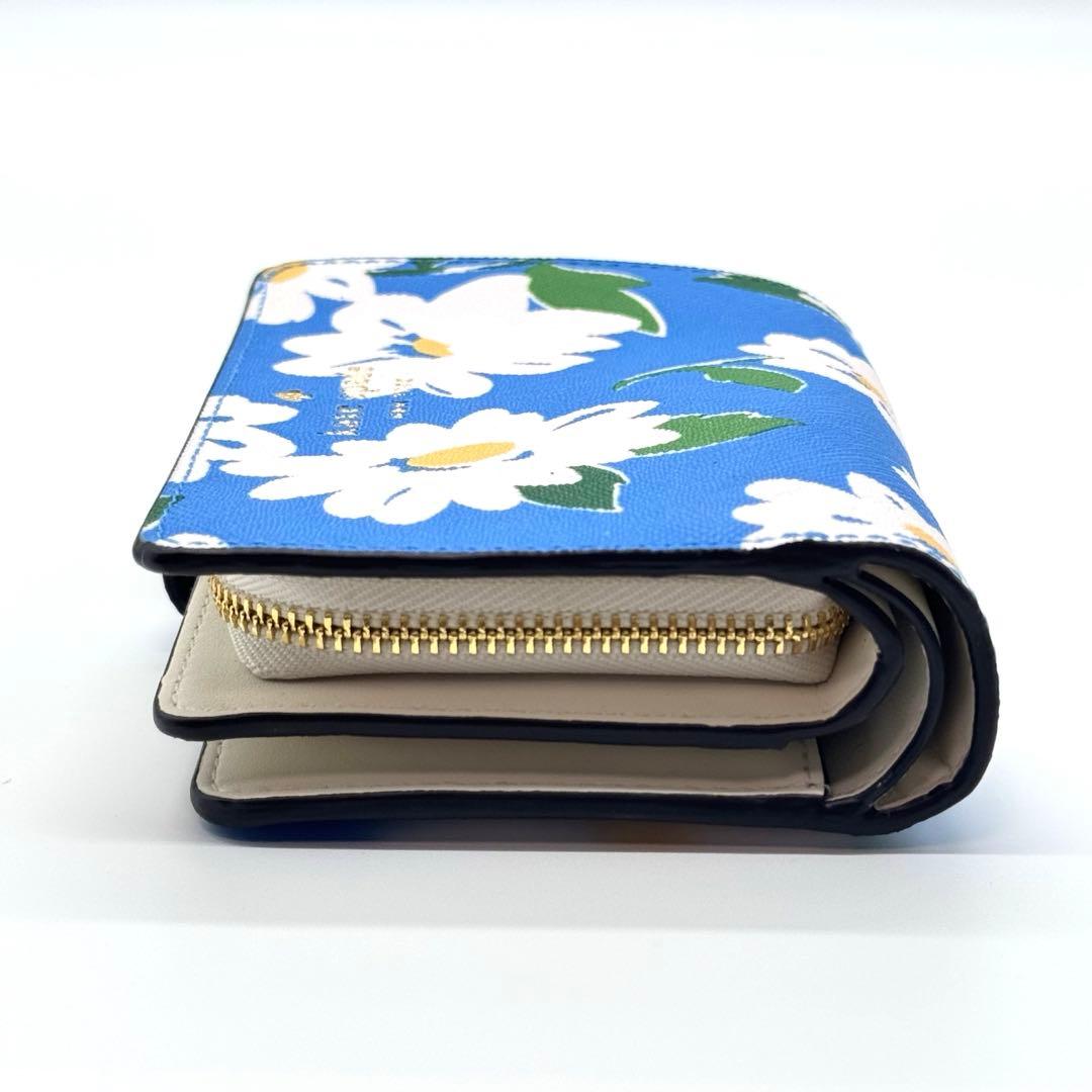 【新品】 ケイトスペード Kate spade 花柄 折り財布 青