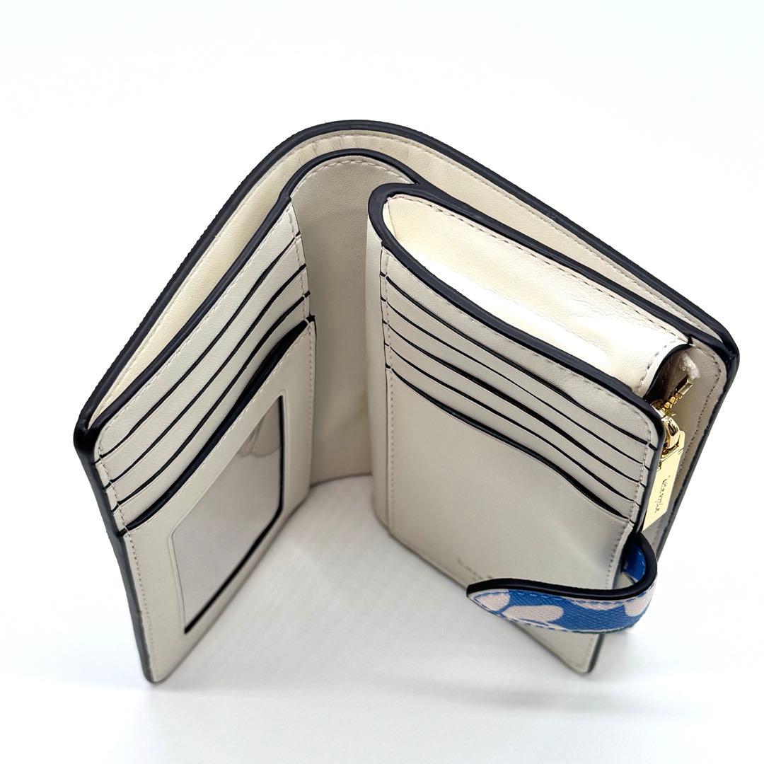 【新品】 ケイトスペード Kate spade 花柄 折り財布 青