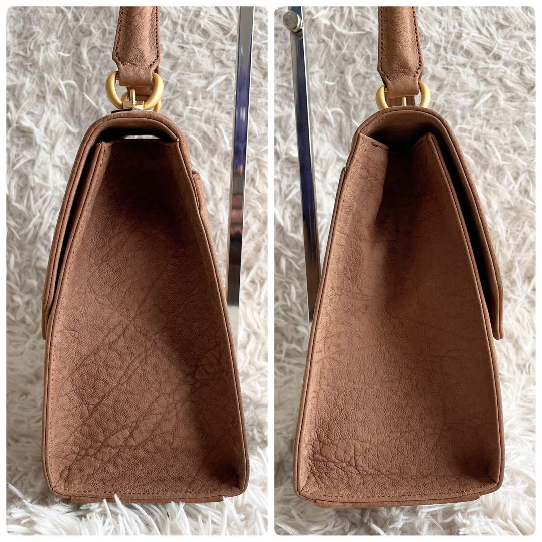 美品 エレファントレザー 2way ショルダーバッグ ゴールド金具 モカブラウン