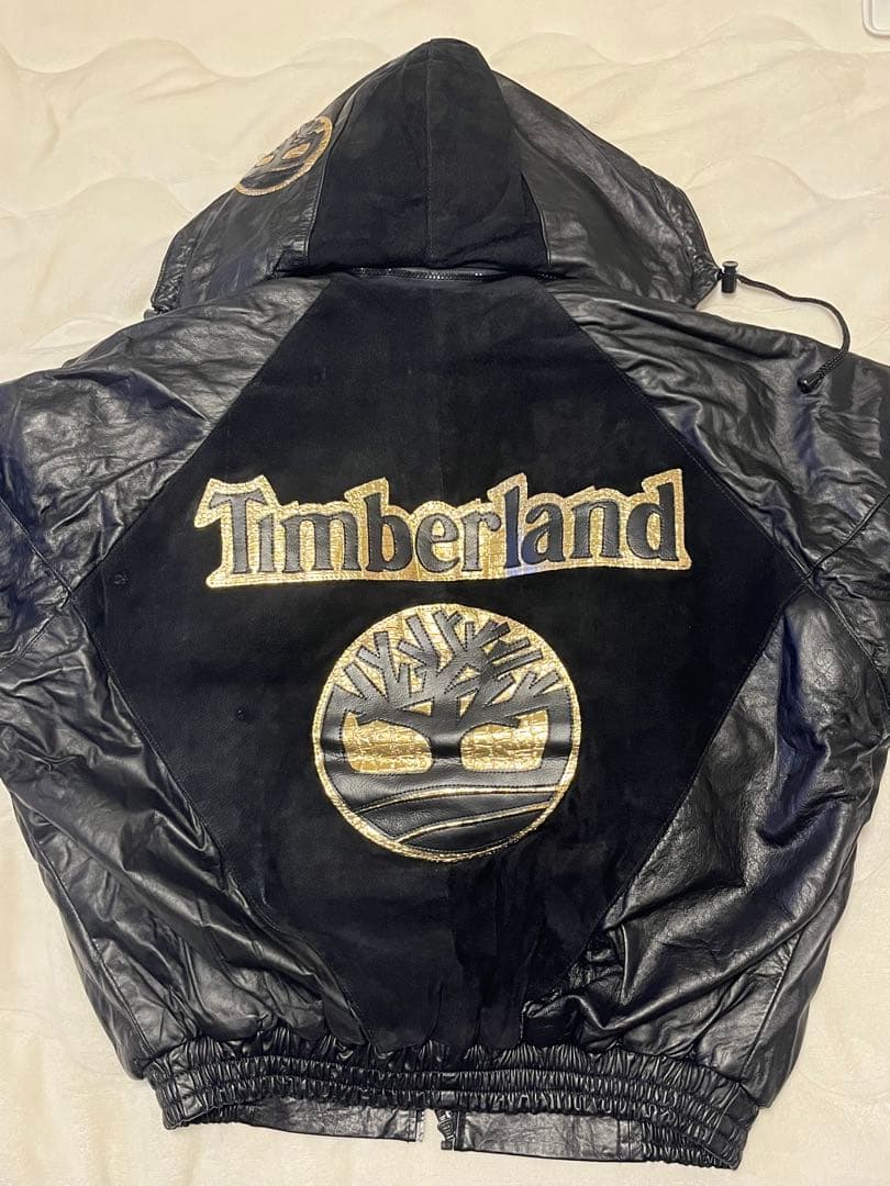 フード付きレザージャケット ブラック/ゴールド　超レア！