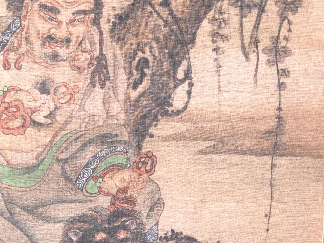 中国　唐時代　呉道子掛け軸　骨董品　肉筆保証 AK1104C11-3