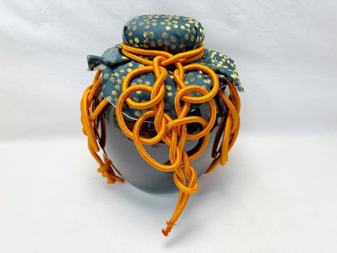 ほぼ未使用 茶道具 平安 山川厳造 茶壺 飾壺 正絹 飾網紐付 四つ耳壷 共箱