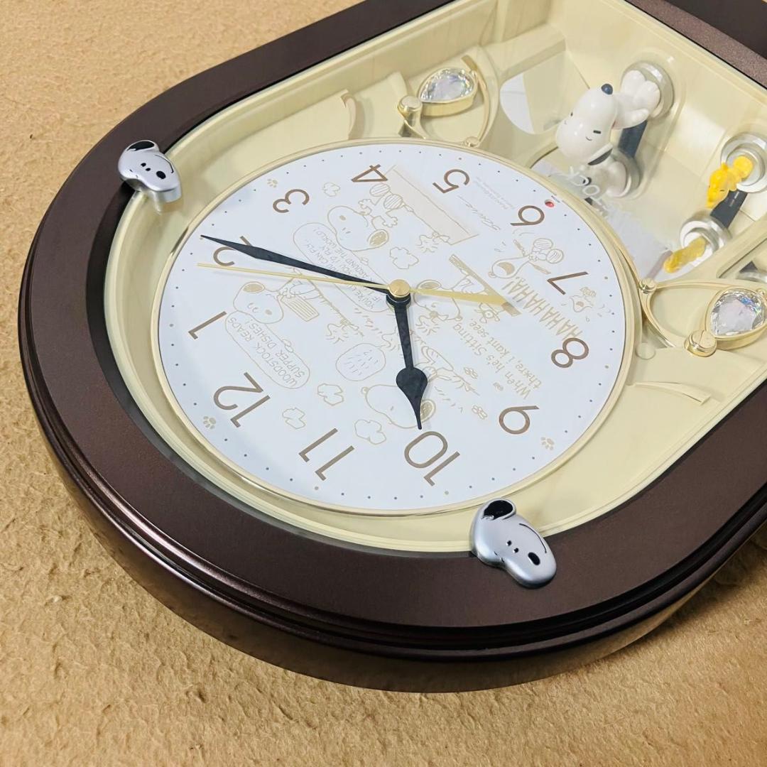 希少 RHYTHM 4MH778-M スヌーピー 掛時計 からくり時計