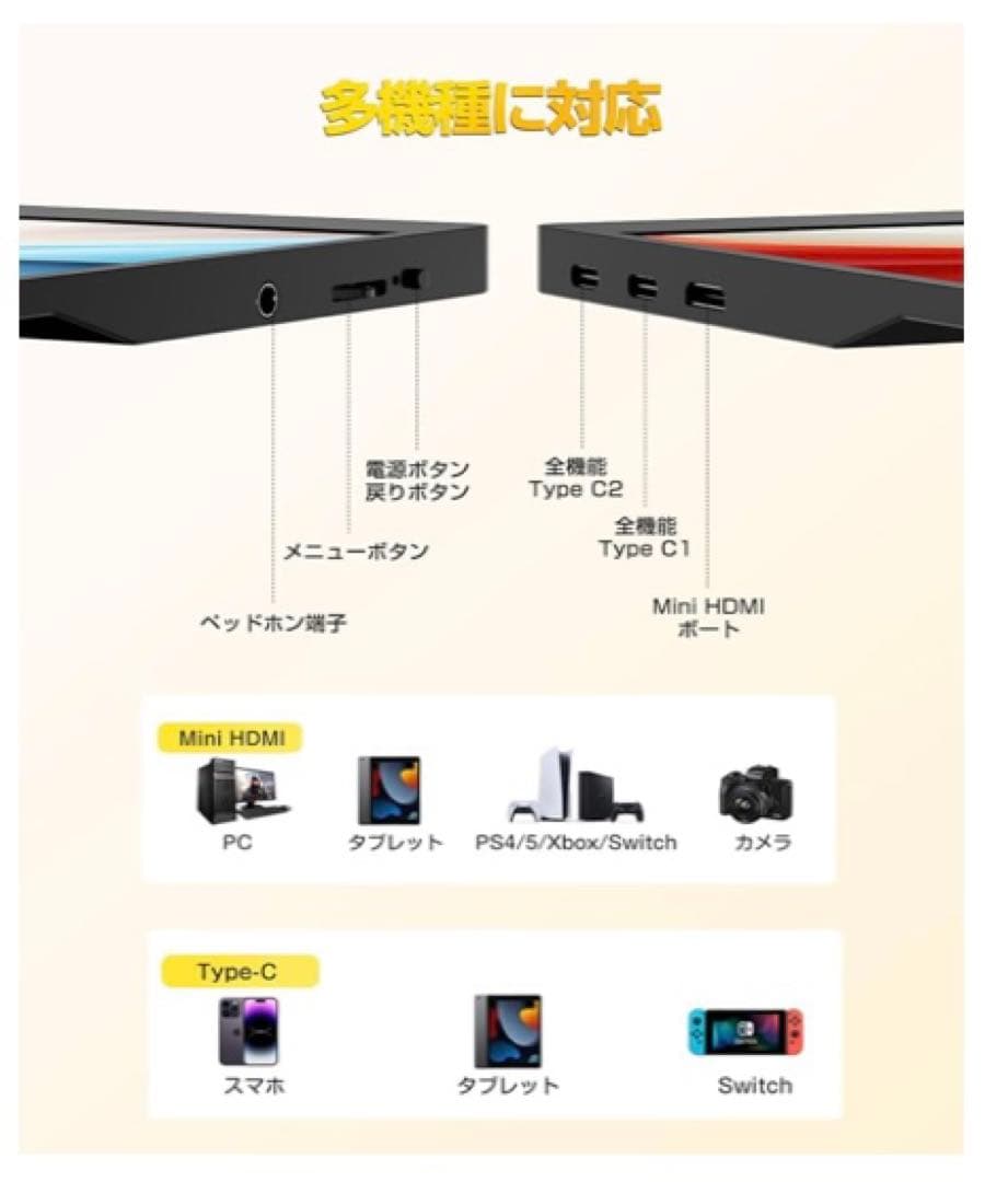 ✨15.6インチ✨モバイルモニター タッチパネル 薄型 軽量 スピーカー内蔵
