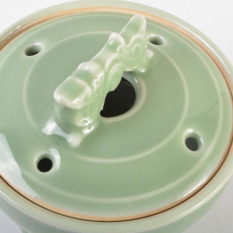 茶道具　京焼　清水焼　平安　加藤渓山作　天龍寺青磁　辰香炉　共箱　C　6585