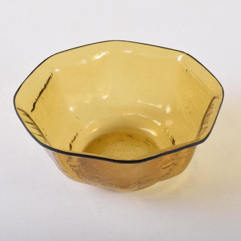 アンティーク　ガラス工芸　八角皿　時代箱付　V　7488