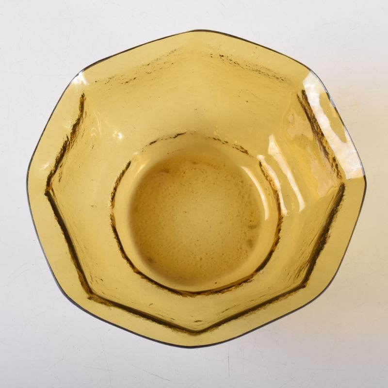 アンティーク　ガラス工芸　八角皿　時代箱付　V　7488