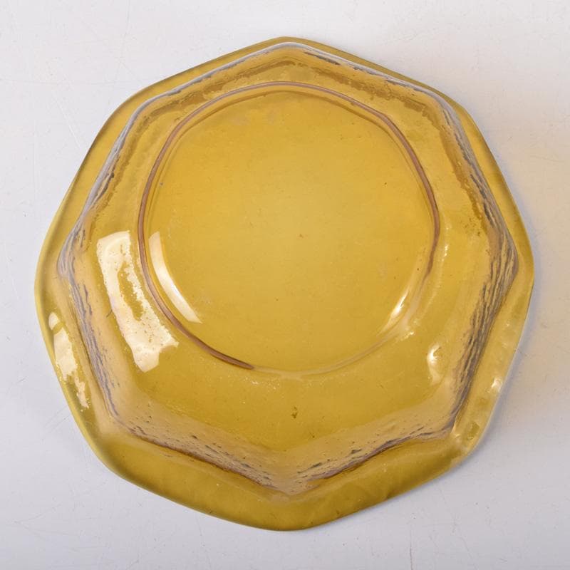 アンティーク　ガラス工芸　八角皿　時代箱付　V　7488