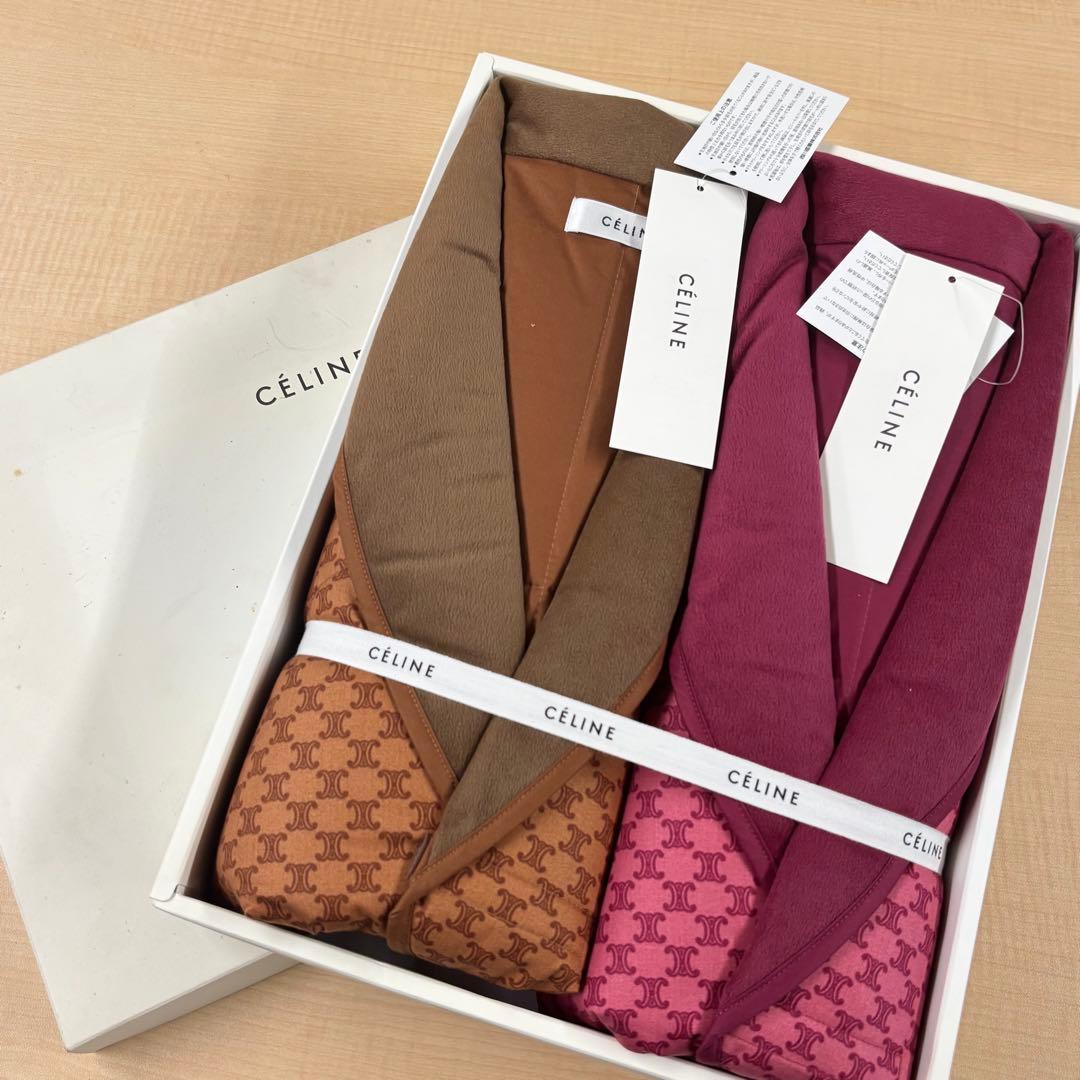 【未使用】【激安】　CEINE セリーヌ　ガウン　レッド　ブラウン　レディース