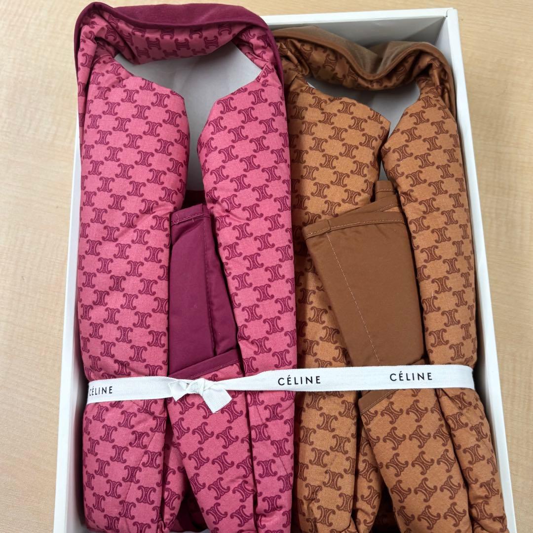 【未使用】【激安】　CEINE セリーヌ　ガウン　レッド　ブラウン　レディース