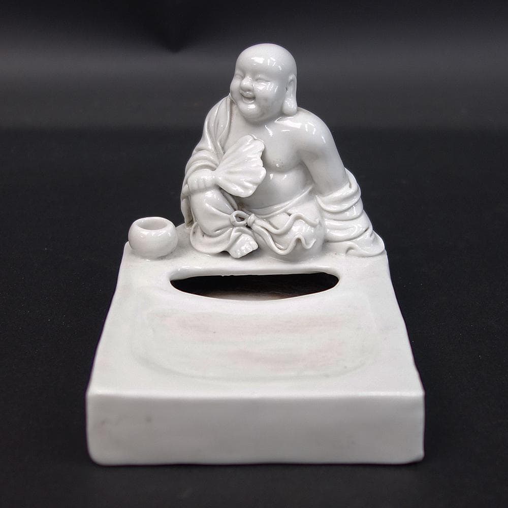 徳化窯　白磁布袋筆覘　送料無料