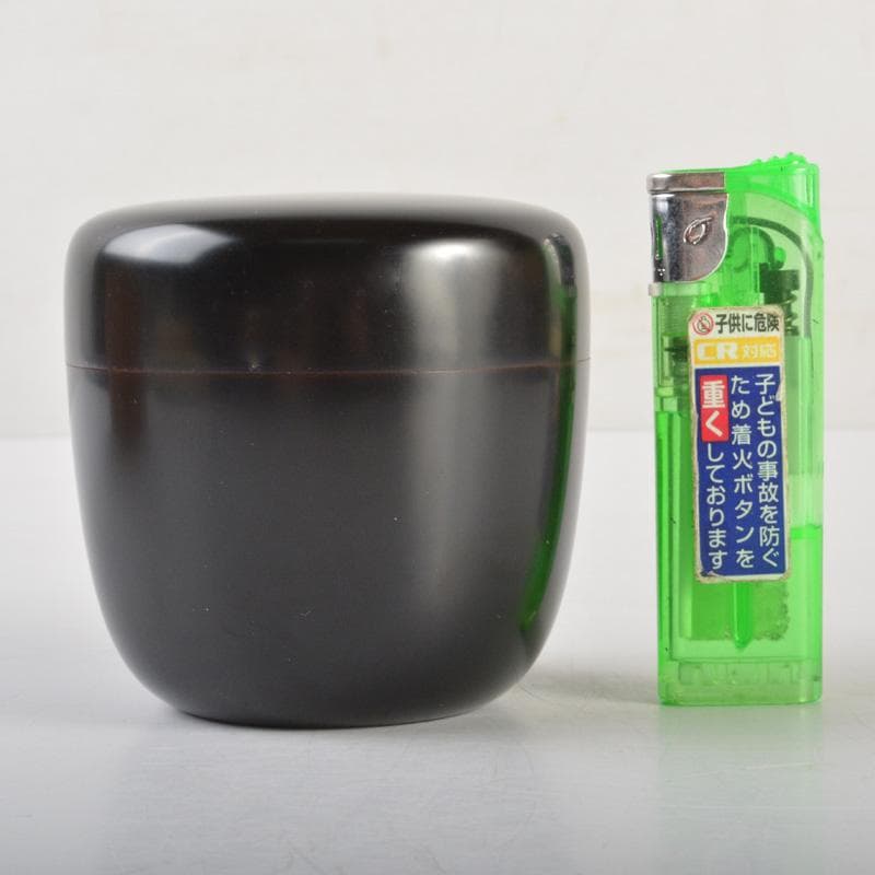 茶道具　廣鳳作　真塗　黒漆　大棗　共箱　V　6658