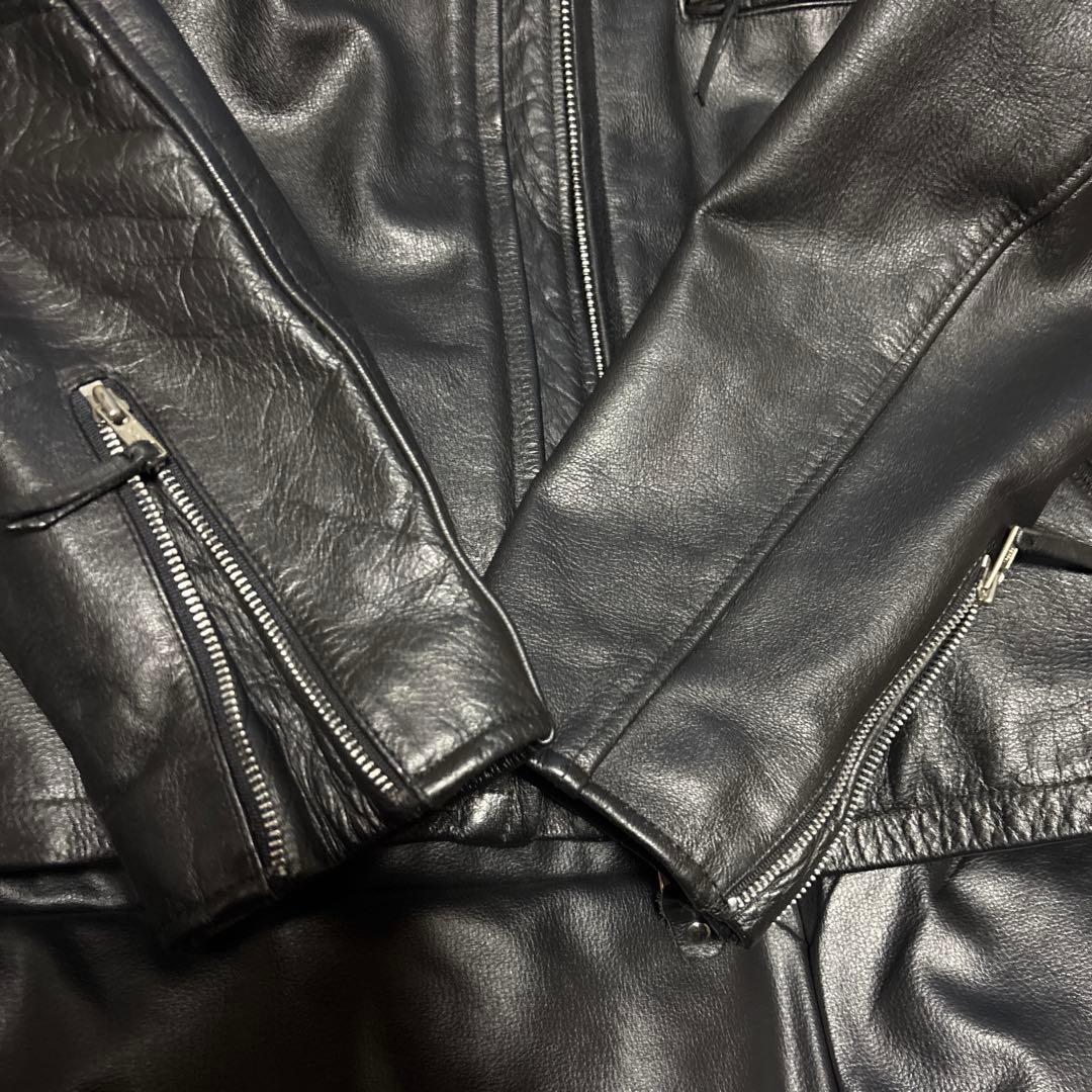 本革シングルライダースジャケット・sizeL(44) ブラック