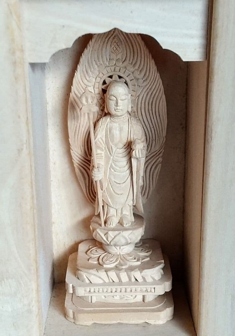 地蔵菩薩立像【極小】#400 厨子入り 木彫 仏像