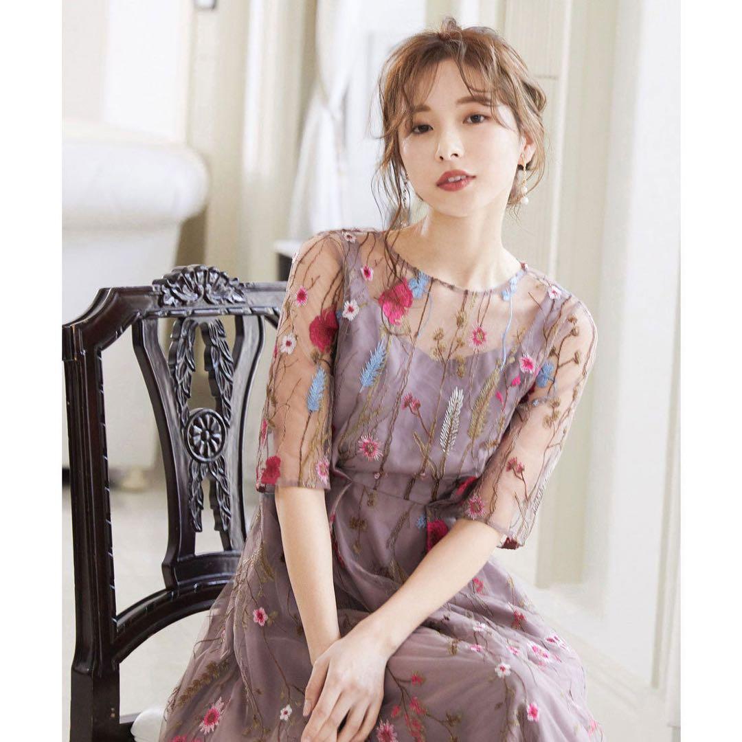 niana♡ヴィンテージ風♡フラワー刺繍♡ドレス ♡結婚式♡ワンピース