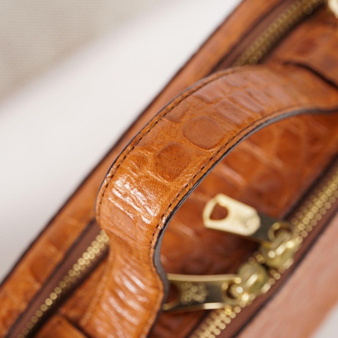 【極美品✨】ADMJ 保存袋付き 2way クロコ型押し レザー ブラウン