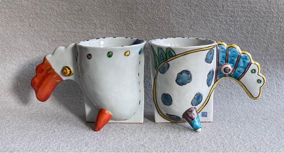 【九谷焼・磁器工房白象／山下一三】羽根カップ（雲・ドット）