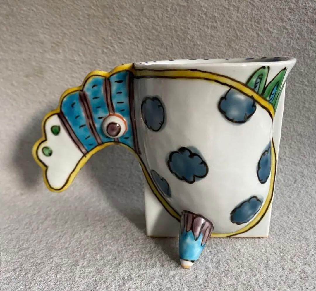 【九谷焼・磁器工房白象／山下一三】羽根カップ（雲・ドット）