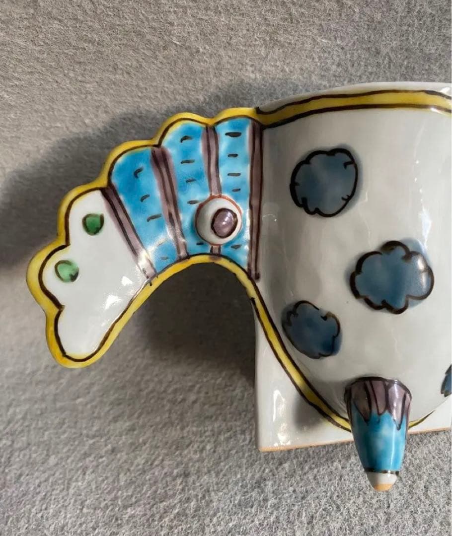 【九谷焼・磁器工房白象／山下一三】羽根カップ（雲・ドット）