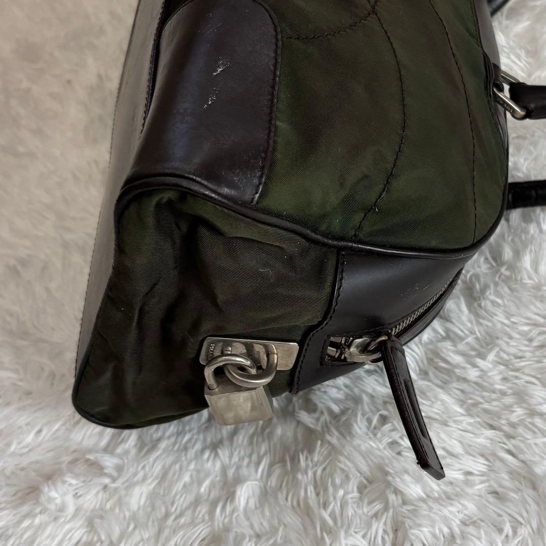 PRADA プラダ ミニボストンバッグ ボーリング 南京錠 ダークグリーン