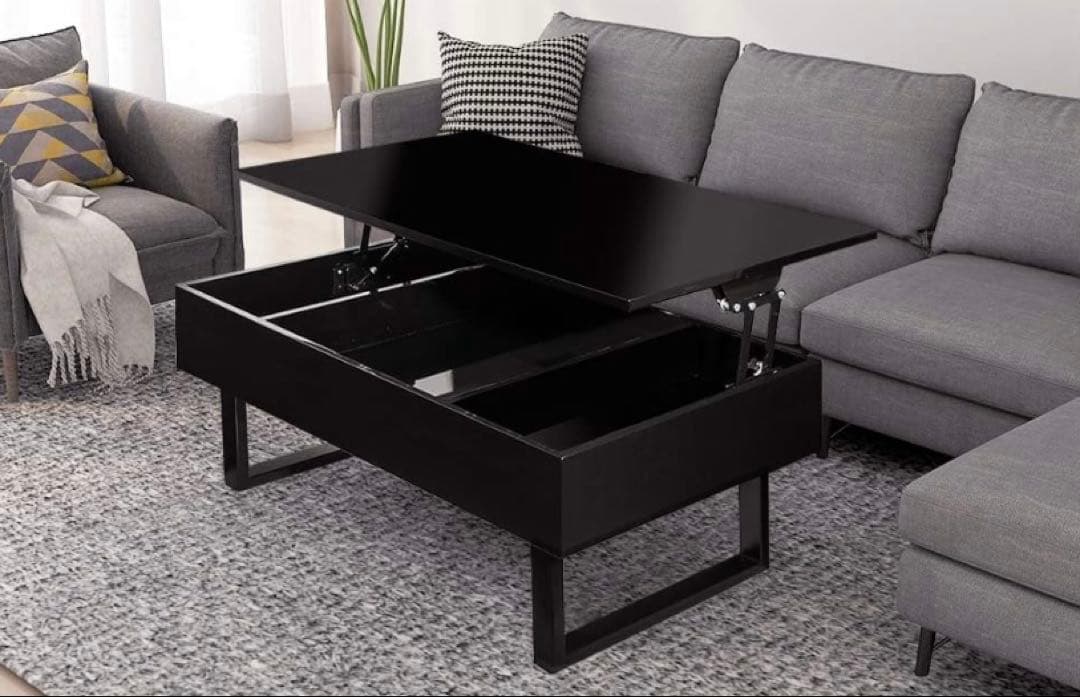 天板昇降式センターテーブル 幅100cm ブラック