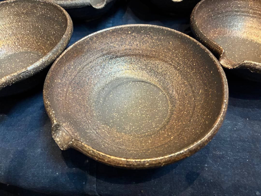 岩谷窯　山本教行　片口小鉢　5客　傷無　直径14.4センチ　民藝　吉田璋也に師事