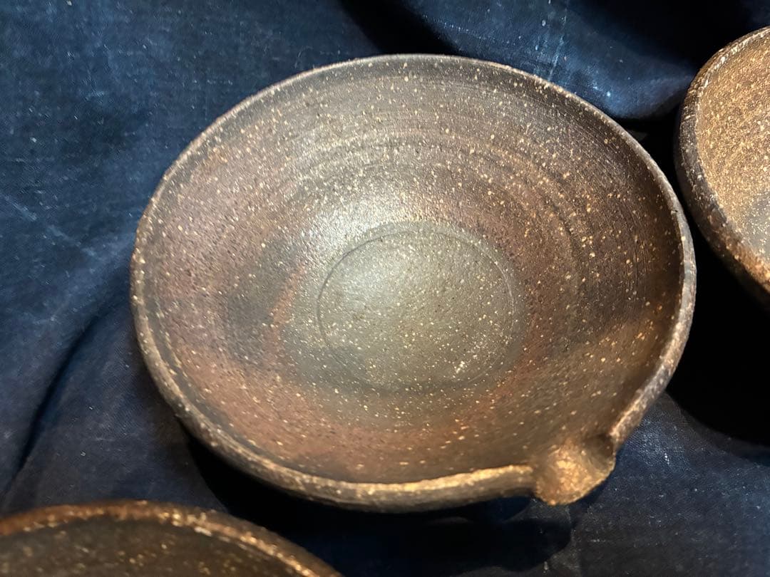 岩谷窯　山本教行　片口小鉢　5客　傷無　直径14.4センチ　民藝　吉田璋也に師事