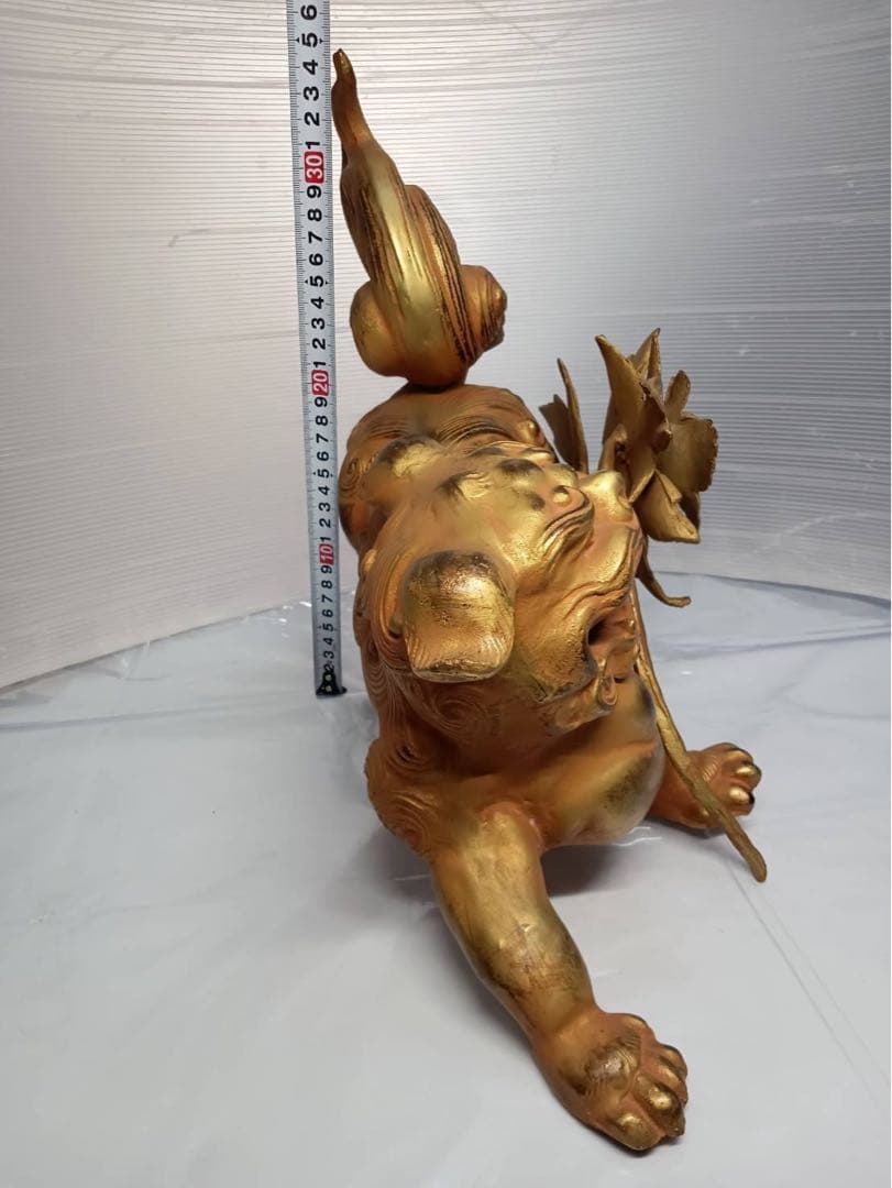 ぼたん獅子 唐獅子牡丹 城峰作 置物 縁起物 骨董品 最強の守護と富貴