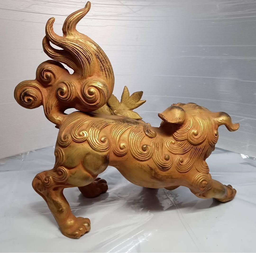 ぼたん獅子 唐獅子牡丹 城峰作 置物 縁起物 骨董品 最強の守護と富貴