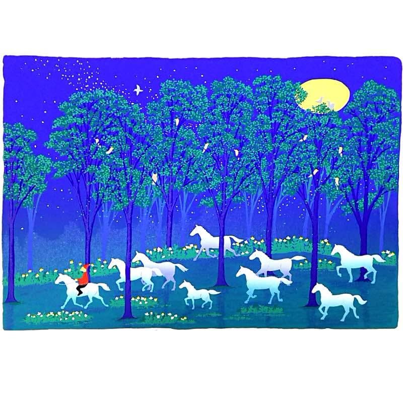 ☆ 吉岡浩太郎 ☆「 白馬の森 」シルクスクリーン四ツ　新品綺麗！