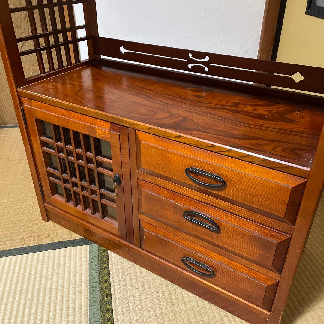 カリモク家具 茶箪笥 収納棚 飾り棚 ケヤキ