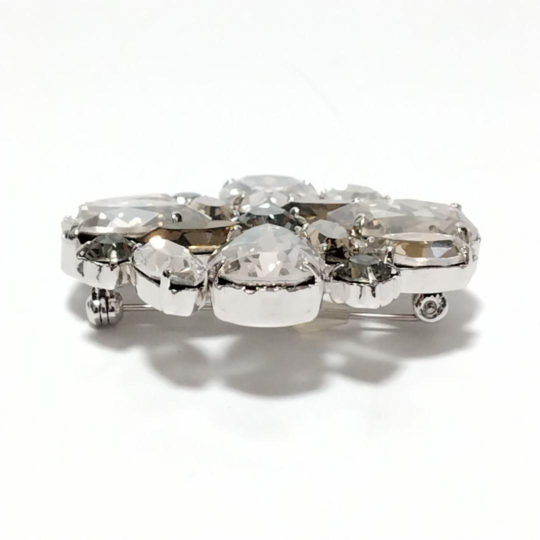 美品★FOXEY クリスタル ラインストーン ブローチ フォクシー