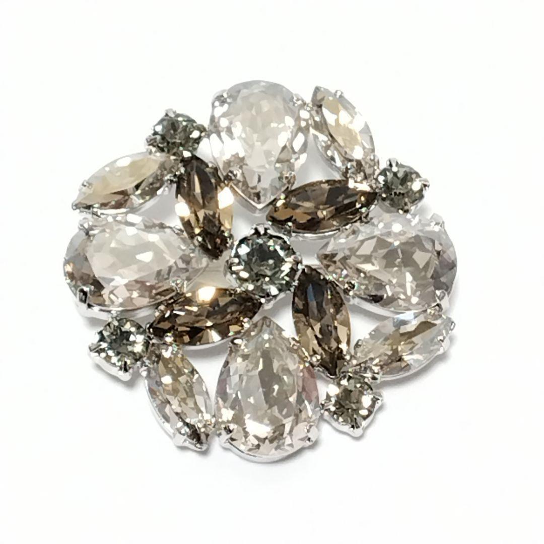 美品★FOXEY クリスタル ラインストーン ブローチ フォクシー