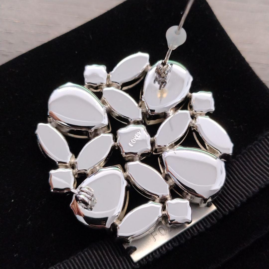 美品★FOXEY クリスタル ラインストーン ブローチ フォクシー