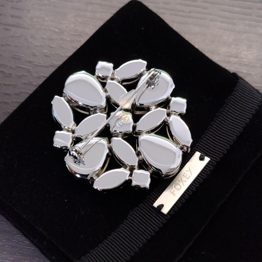 美品★FOXEY クリスタル ラインストーン ブローチ フォクシー