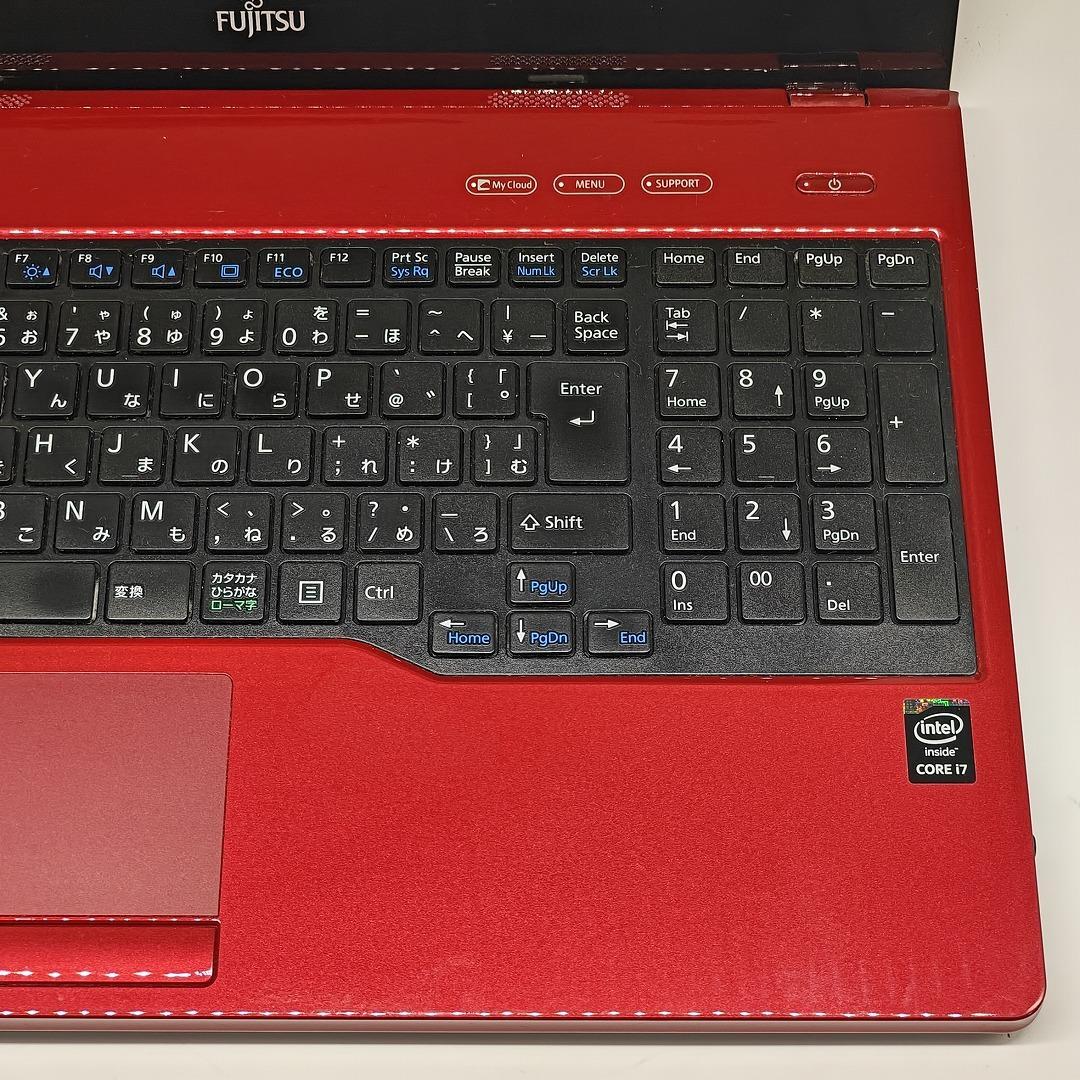 【富士通】AH53 高性能i7 SSD256GB 8GB レッド ノートPC