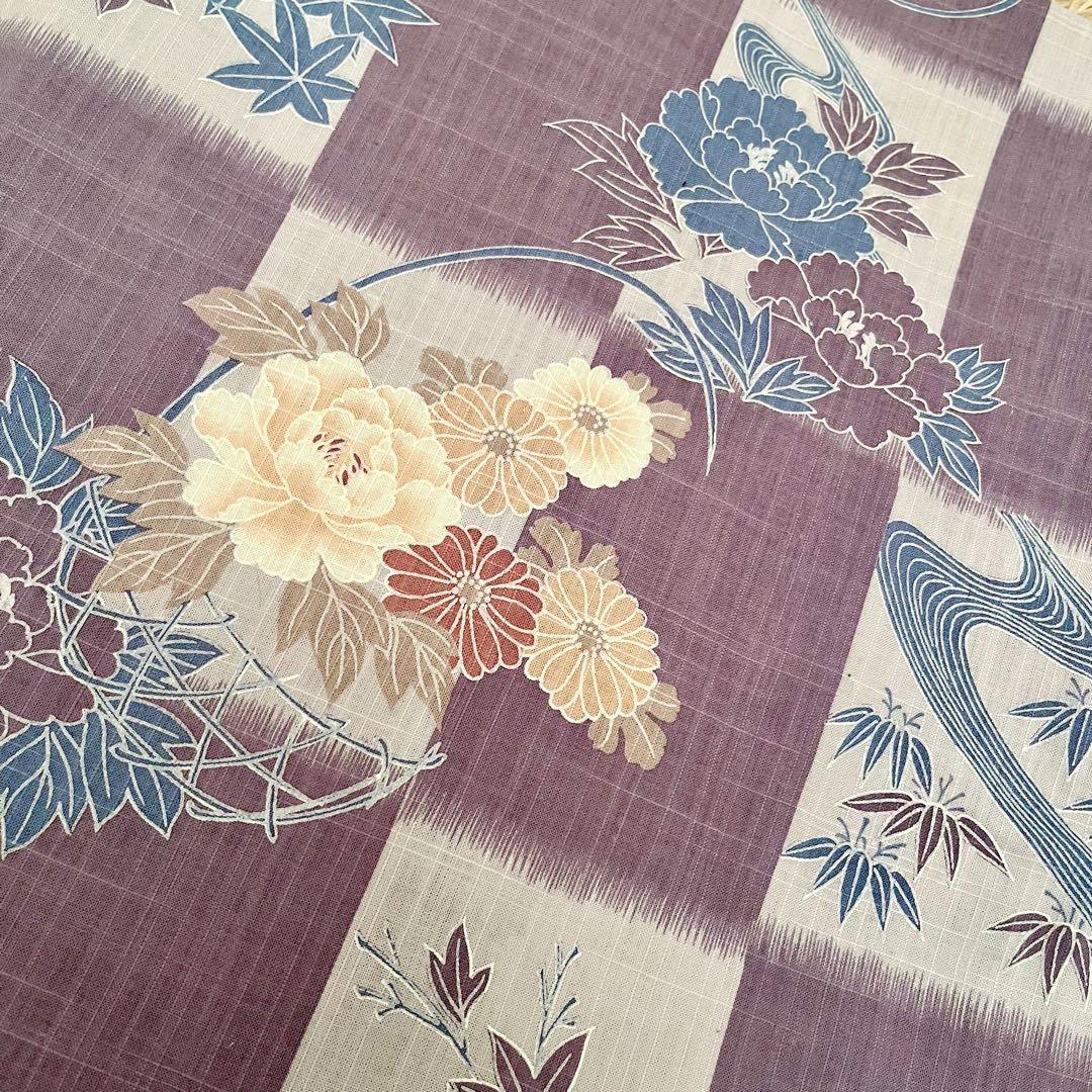 紫×市松×紅葉×牡丹 京都呉服店高級浴衣♡