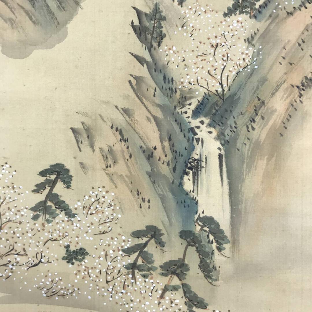 真作/森寛斎/春秋山水図/紅葉図/桜花図/双幅/対幅/掛軸☆宝船☆AH-534