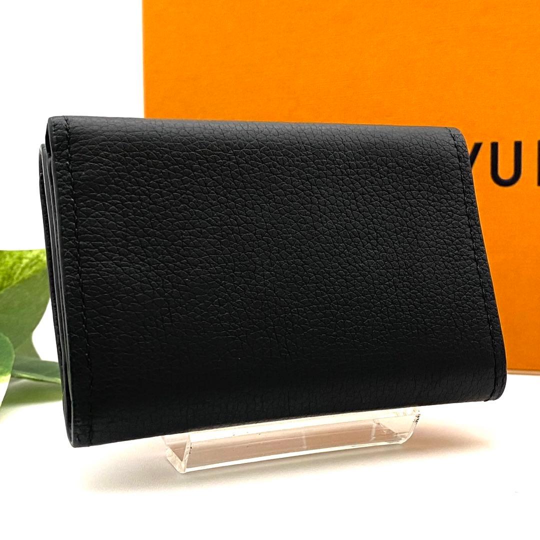 ルイヴィトン ポルトフォイユ ロックミニ 三つ折り財布 ブラック コンパクト