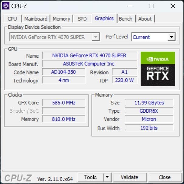 【中古】ASUS Dual RTX 4070 super OC 12GB
