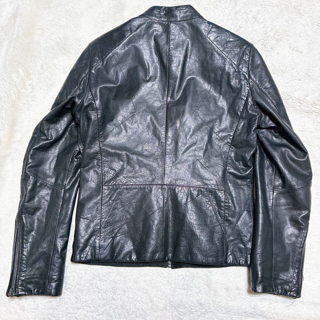 A|X アルマーニエクスチェンジ　黒 シングルライダースジャケット カシミヤ