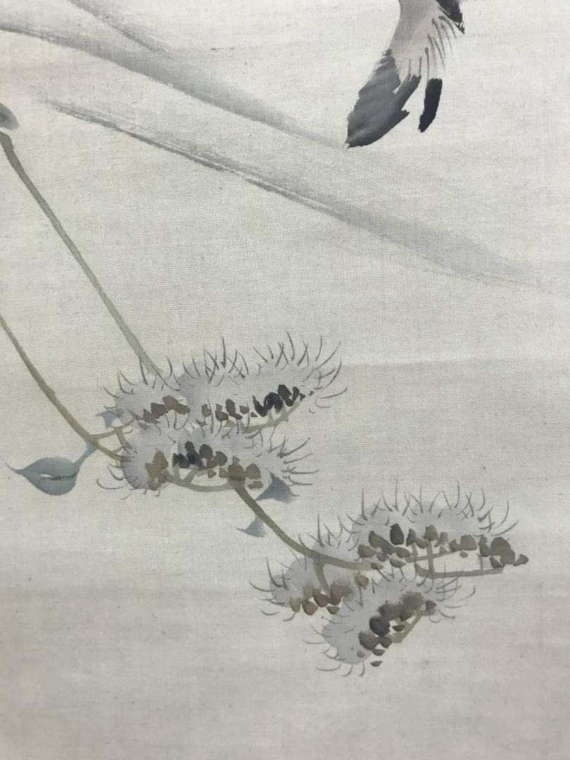 【真作】西山芳園/草花鹿図/鹿図/花鳥図/掛軸☆宝船☆AD-494