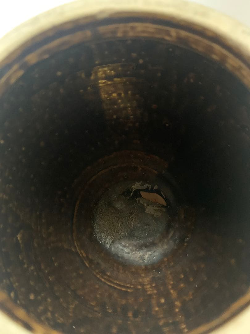 李朝　韓国美術　飴釉　面取大壺　 蓋付き　送料込み