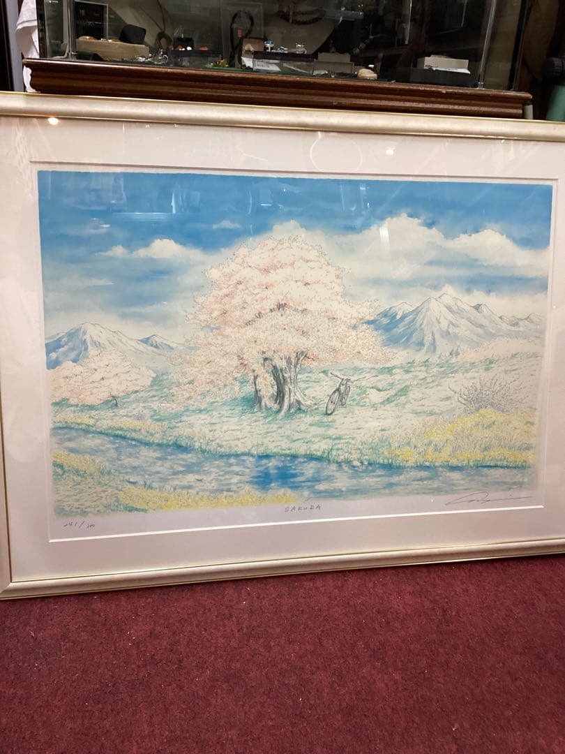 真作保証　内田新哉　SAKURA　裏書き　直筆サイン入　20号